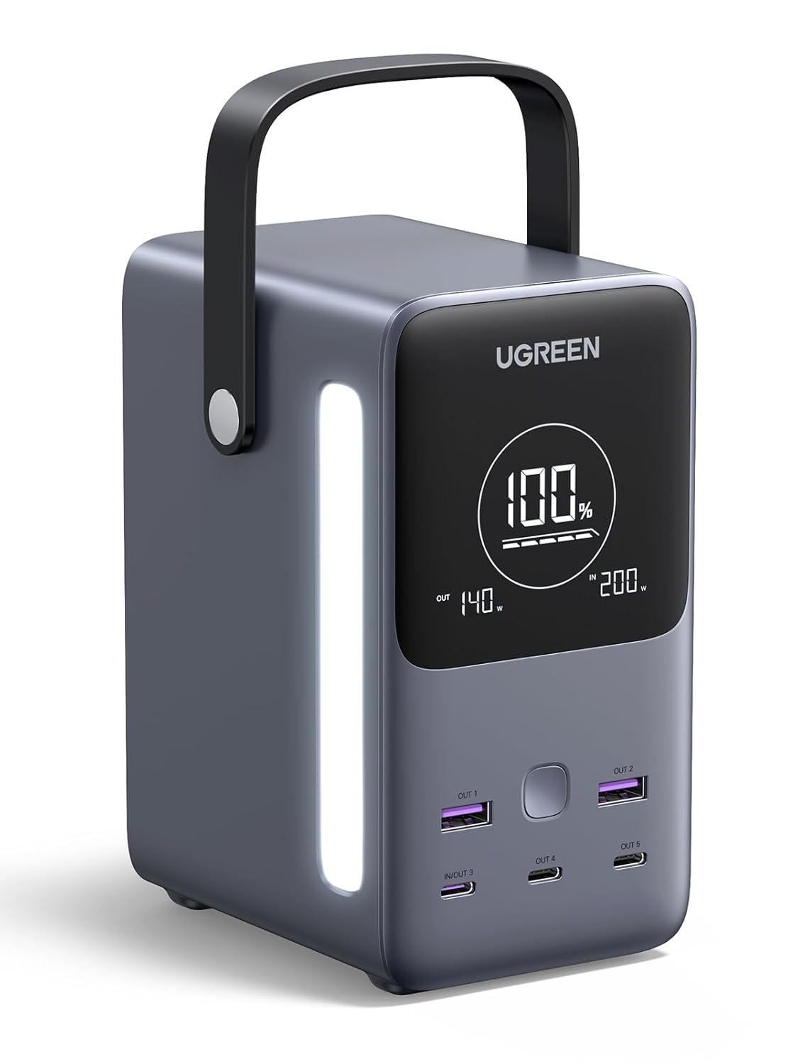 UGREEN 48000mAh 300W power bank with smart digital display showing power levels and SOS light